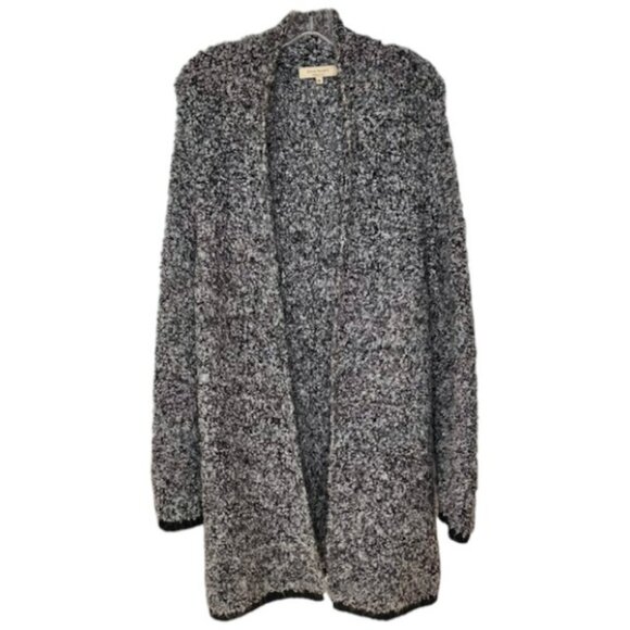 Silvia Novelli Italian Mohair Blend Open Cardigan Fuzzy/Curly - M - Black/Grey - Picture 1 of 11